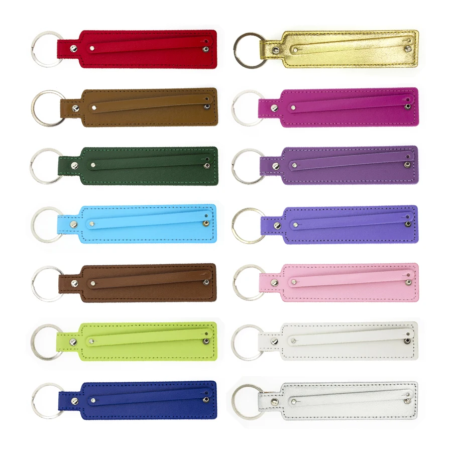 20PC/lot PU Leather Name Keychain Keyring With 8mm Slide Bar 30x150mm Fit For 8mm DIY Slide Letter Charms Making image 2