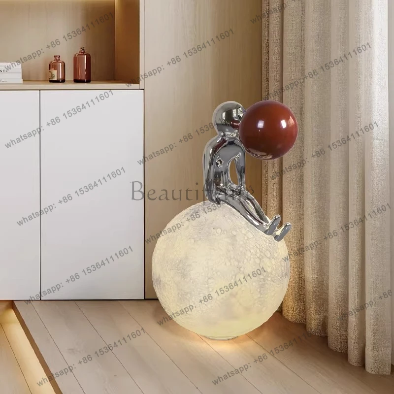 Modern light luxury moon doll art sculpture ornament living room entrance high-end home floor decoration