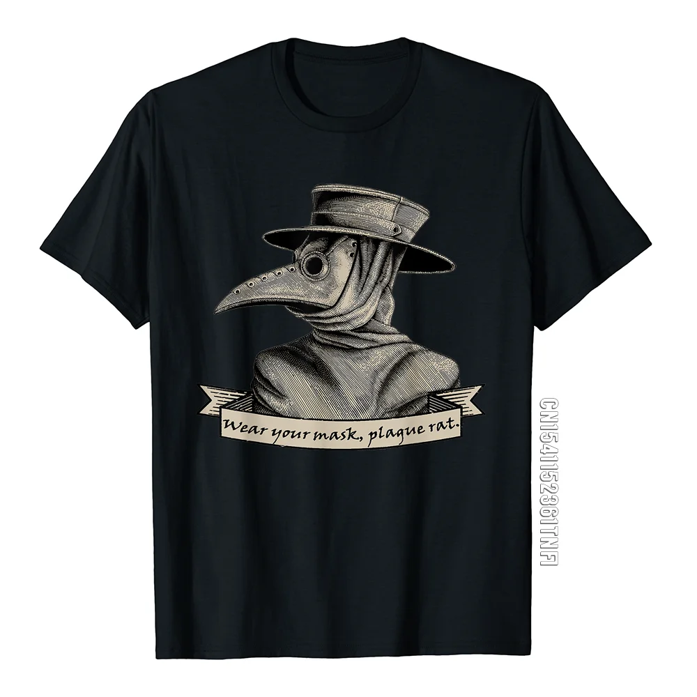 Plague Doctor T Shirt For Men Wear Your Mask Plague Rat Tshirt Anime SCP Fundation Pure Cotton Tee Tops