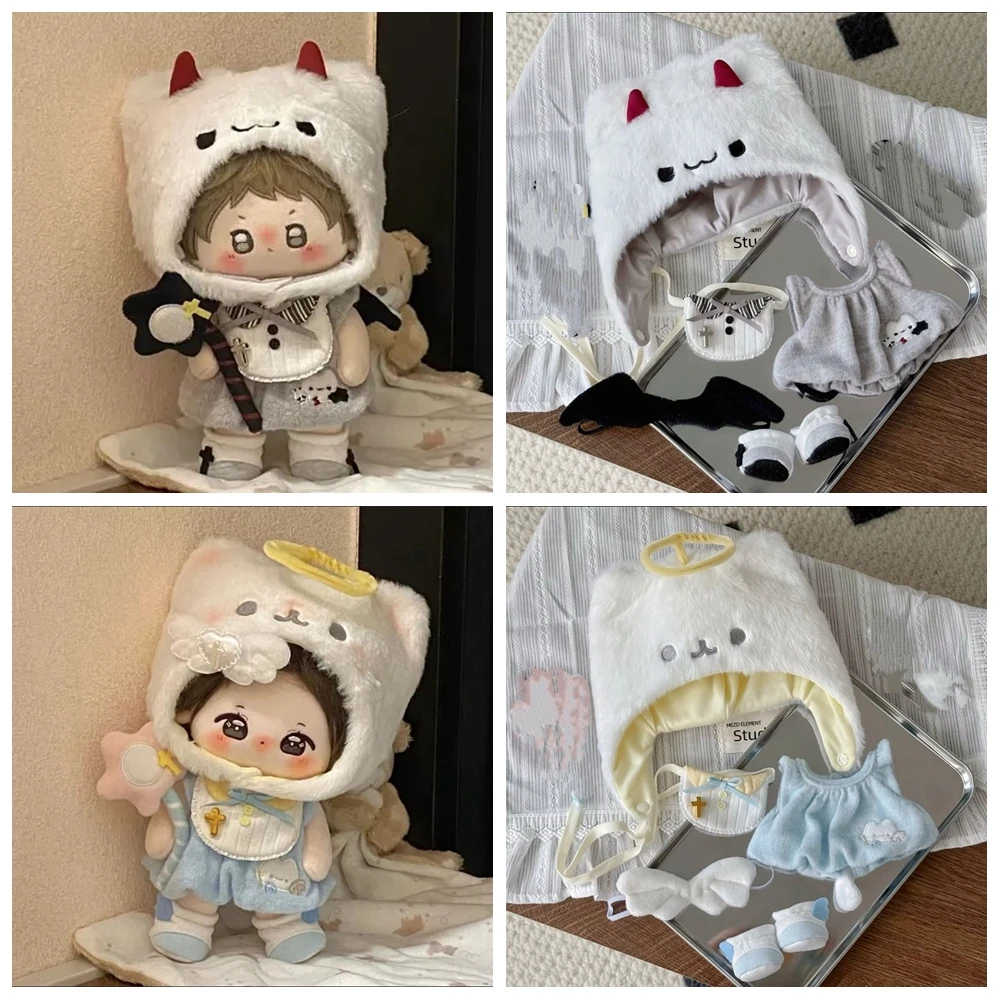 

Cute 5pc/set Cat Angel Devil Wing Outfit 20cm Cotton Doll's Clothes Kawaii Cotton Doll Outfit Mini Multi Color Doll Clothes Gift