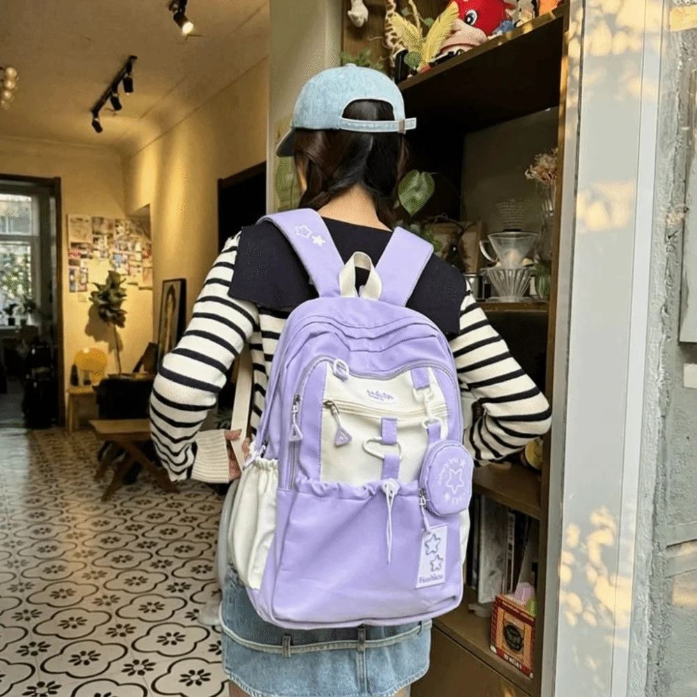 Leisure Star Women Backpack Cartoon with Coin Purse Nylon Shoulders Bag Harajuku Korean Style Student Schoolbag High School