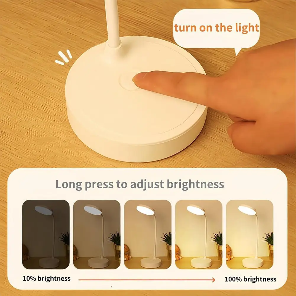

Portable LED Desk Lamp USB Plug Battery Powered Table Light Support 3 Color Stepless Dimming Eye Protection Bedroom Bedside Lamp