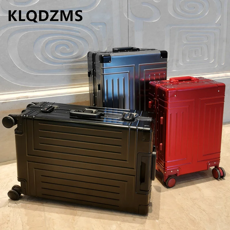

KLQDZMS 20''24''26''29 Inch Luggage on Wheels Business Trolley Case Full Aluminum Magnesium Alloy Boarding Box Wheel Suitcase