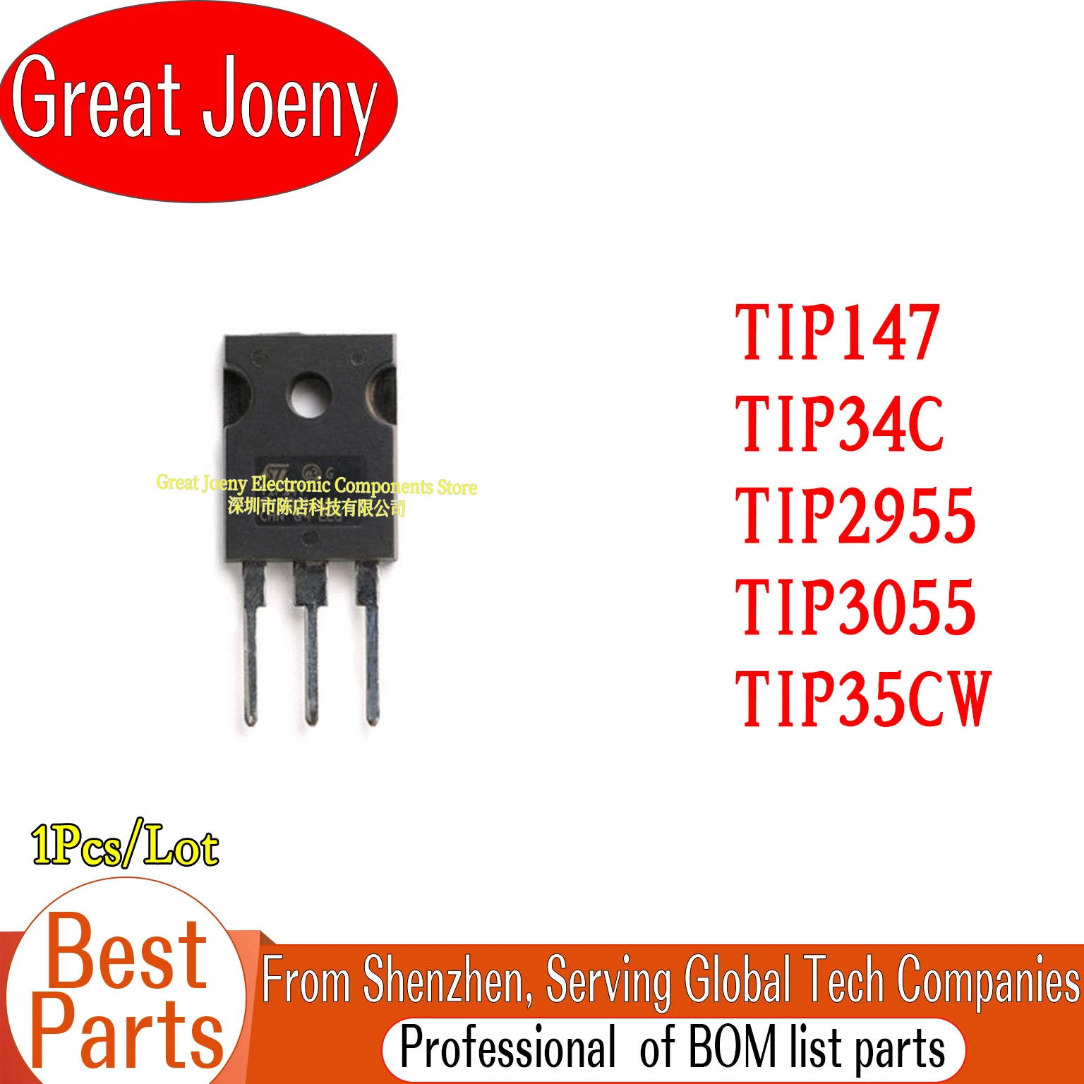 

100% New Original TIP147 TIP34C TIP2955 TIP3055 TIP35CW IC Chipset TO-247