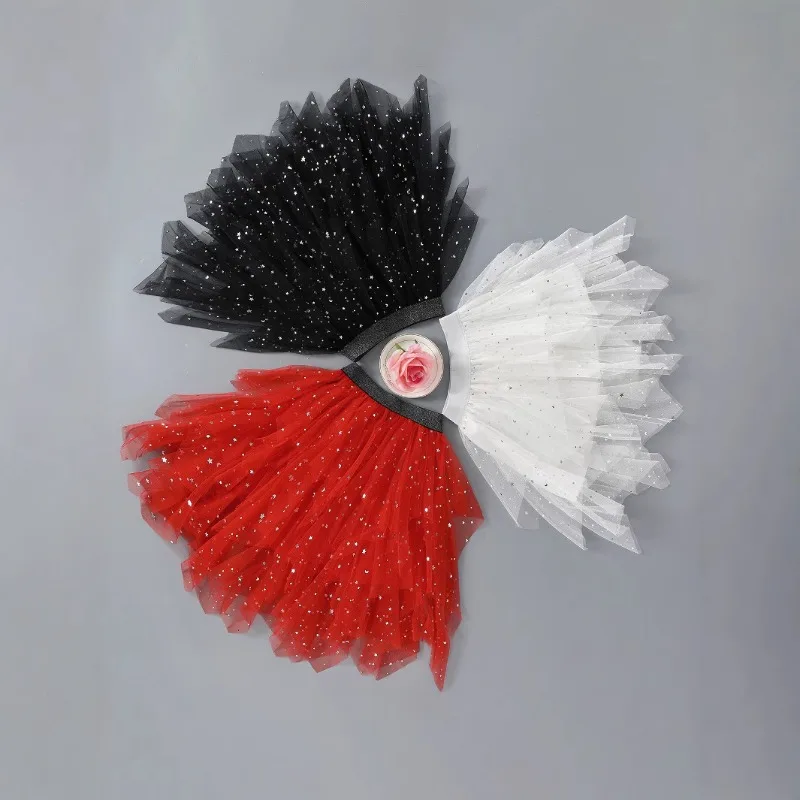 

Fashion Girls Sweet Sequin Mesh Skirt Children's Middle Long style Cake Skirt Baby Fluffy Princess Skirt 3-12T