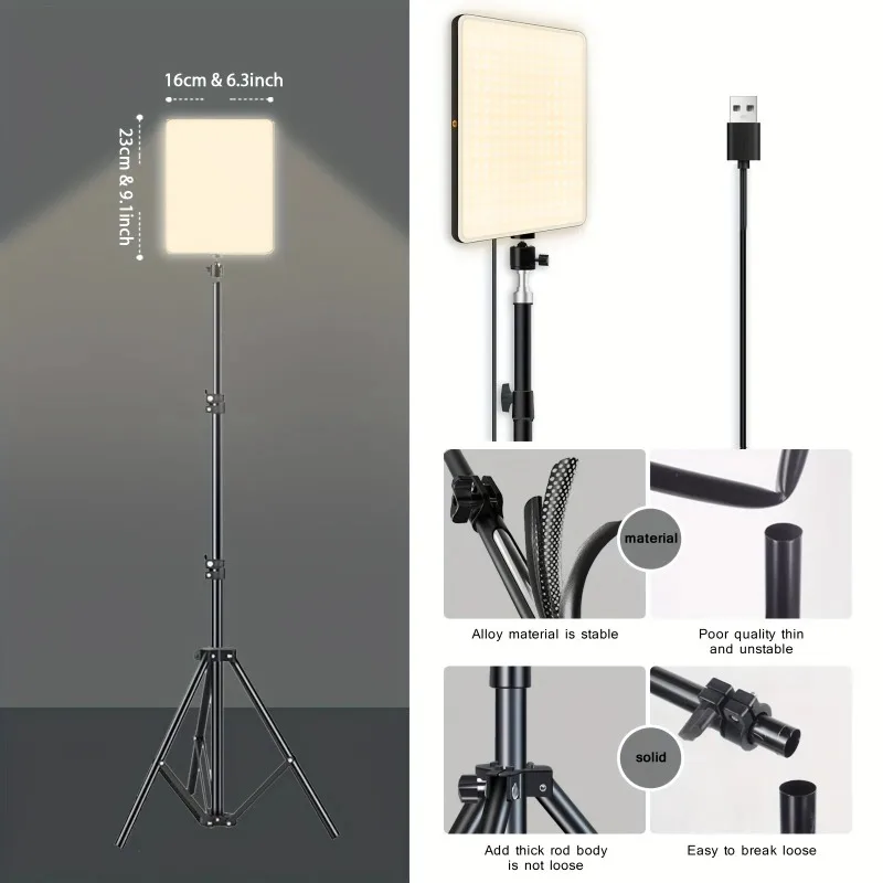 11in LED Video Fill Lamp Light Vloging Photo Studio LED Panel  With  Triopd Stand For Live Stream Makeup Meeting Group