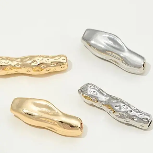 14K Gold-Plated Long Baroque Imitation Tube Beads with Straight Hole Toothpick Crescent Partition DIY Jewelry Accessories