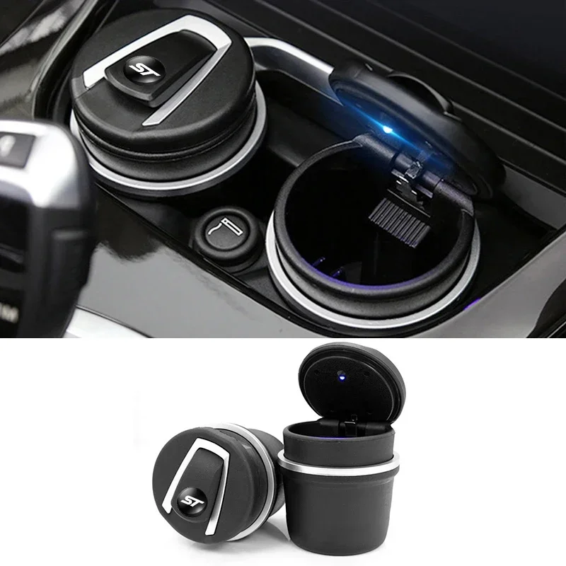 Автомобильная светодиодная пепельница для хранения монет для Ford Focus x 2 3 Kuga Puma Fiesta ST Line MK3 MK2 MK4 S Max Автомобильные аксессуары