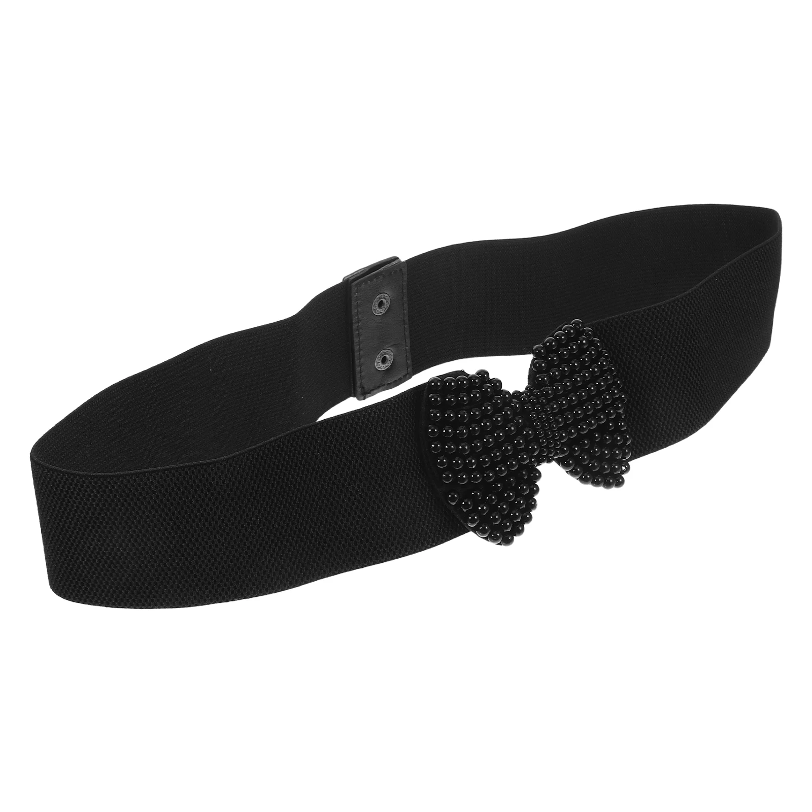

Black Elastic Bow Belt Women Wide Waist Decorative Cinch Dress Fashion Polyester Bowknot Adjustable Stretchy Thick Size Fits All