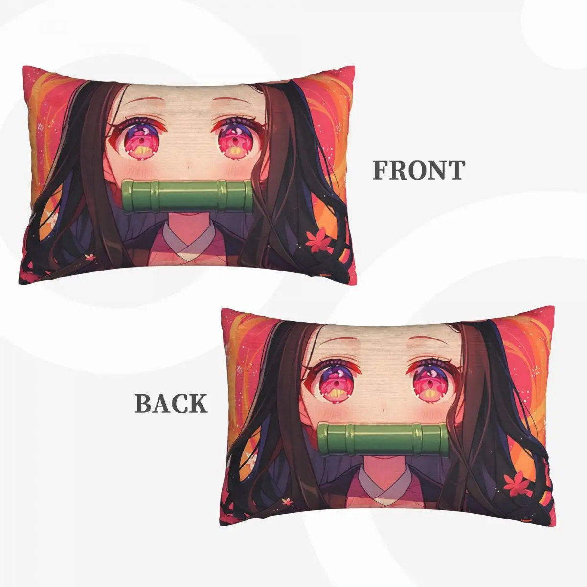 Nezuko Kimono Demon Slayer Kimetsu No Yaiba Anime Rectangle Pillowcase Cushion Cover Decorative Bed Home Comfort Throw Pillow