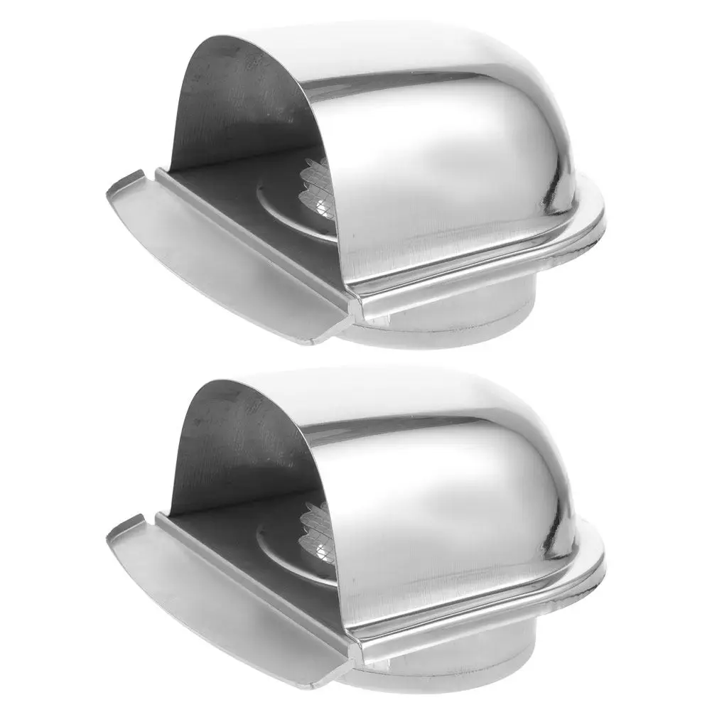 2Pcs Stainless Steel Vent Cap Rainproof Windproof Chimney Cap for Exterior Wall Installation Kitchen Bathroom Exhaust System