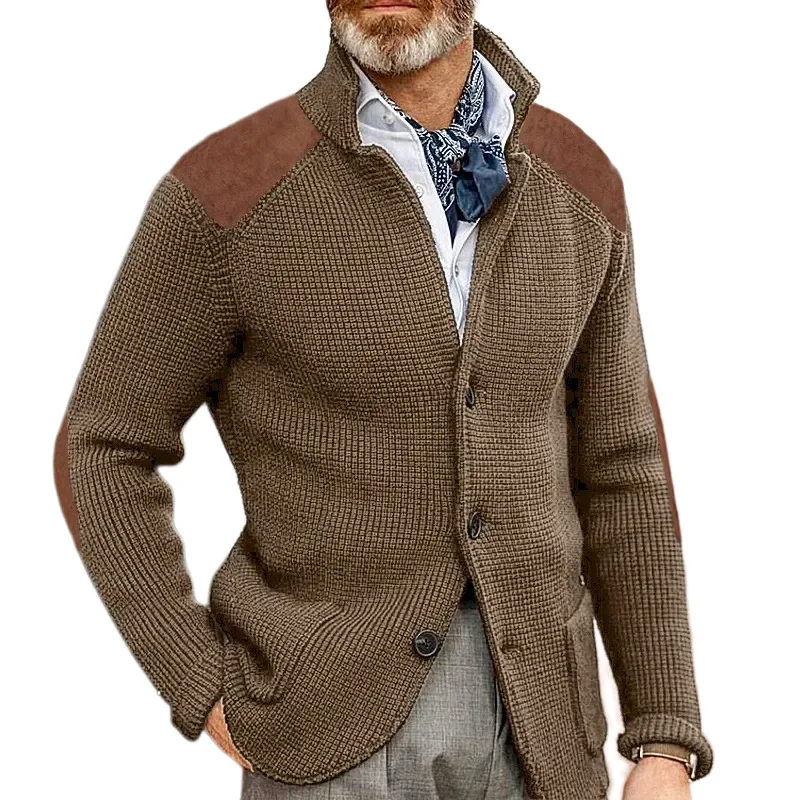 

Autumn and Winter Style Sweater Cardigan Slim-Fit Turn-Down Collar Long Sleeve Knitted European and American Men's Cardigan Coat