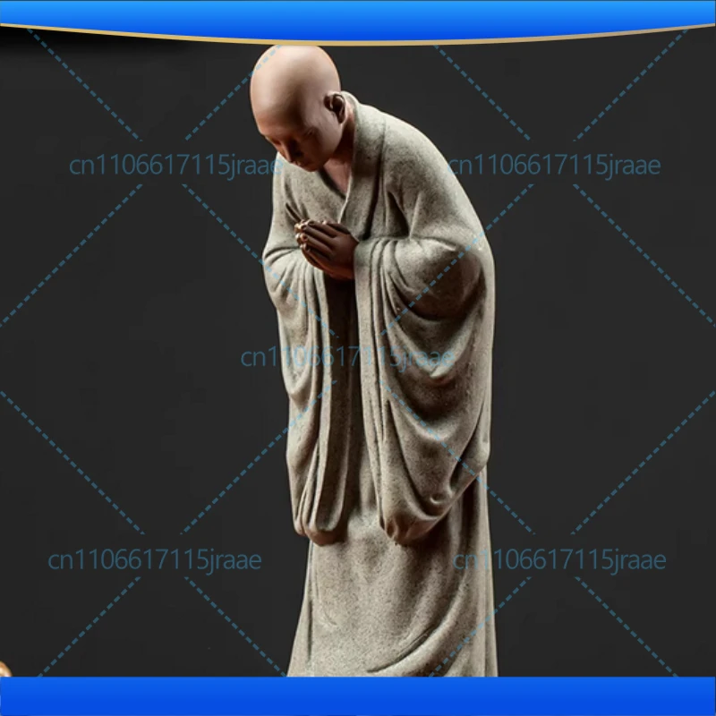 Chinese Zen Monk Ceramic Statues, Modern Art Sculptures, Zisha Little Monk, Home Living Room, Loft Figures, Decorative Statues