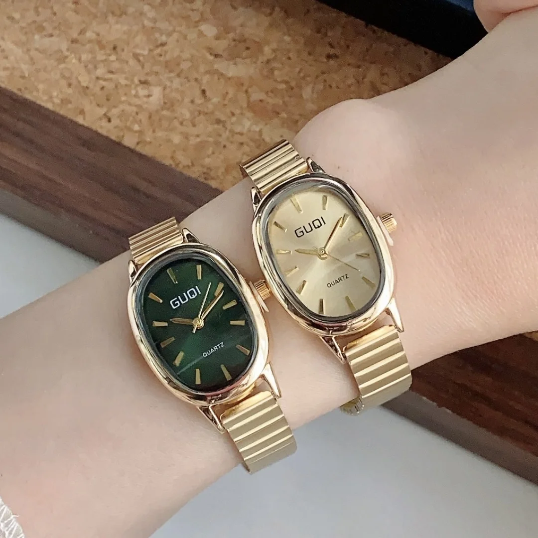 แฟชั่นผู้หญิงควอตซ์นาฬิกาสแตนเลสสุภาพสตรีนาฬิการูปไข่ขนาดเล็กสายไม้ไผ่สาวนักเรียนนาฬิกาข้อมือRelogio