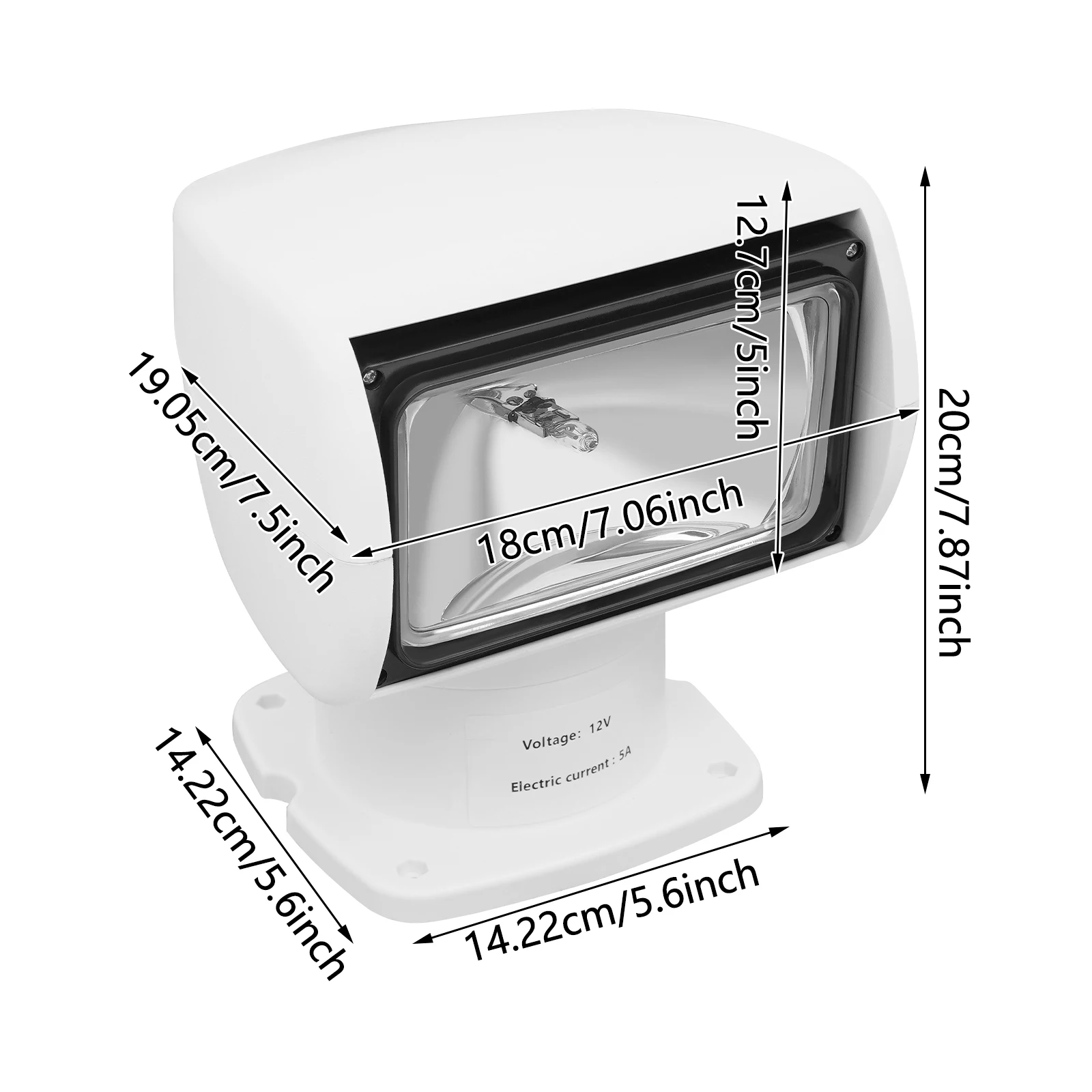 12V 100W Boat Searchlight with Remote Control Marine Portable Halogen Boat Search Light 320° Rotate IP65 for Yachts, Boats, Cruise Boats, Fishing Boats