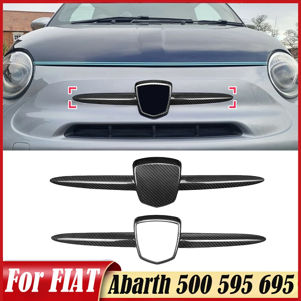 

Для FIAT Abarth 500 595 695 2008+ 2012-2023 передний значок с логотипом, рамка, наклейки из углеродного волокна, украшения автомобиля, аксессуары
