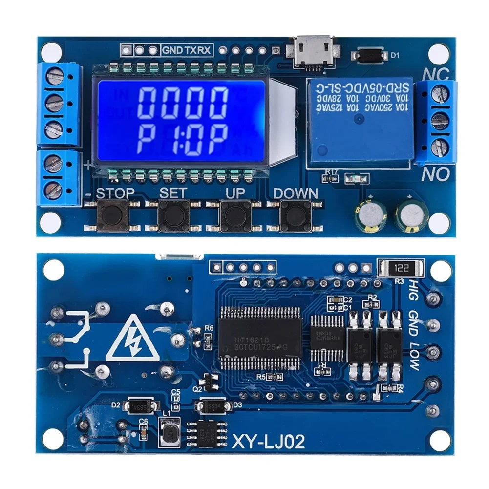 Delay Relay Module with LCD Display for 5V 12V 24V Operation Adjustable Timing Range 0.01 Seconds to 9999 Minutes
