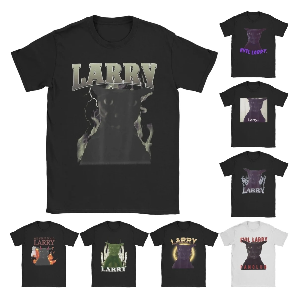 Camisetas divertidas Evil Larry Cat Dank Brainrot Meme para hombre, camisetas novedosas, camisetas de manga corta con cuello redondo, partes superiores nuevas