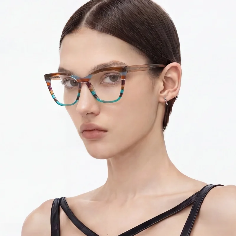 F·DRACON New Cat Eye Acetate Sheet Eyeframe Vintage Color Women's Eyeframe High Quality Large Frame Female FP2272