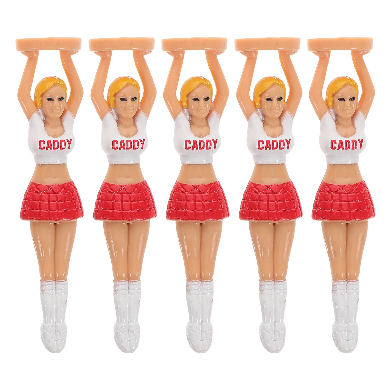 

5 pcs Tees Cheerleader Design Durable Plastic Reusable Golf Practice Tees For Driving Range Outdoor Training Equipment Golf