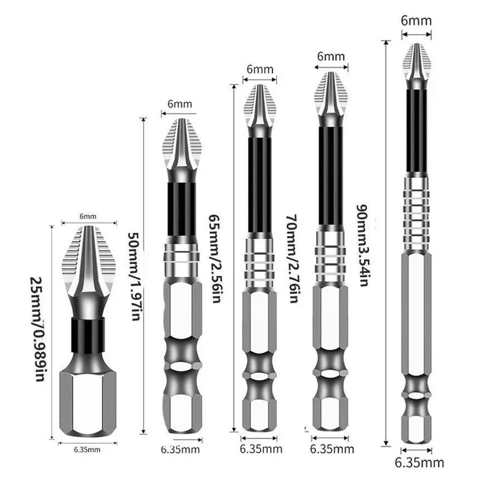 5 punte per cacciavite magnetiche resistenti antiscivolo K5 testa a croce ad alta durezza per strumento cacciavite trapano elettrico