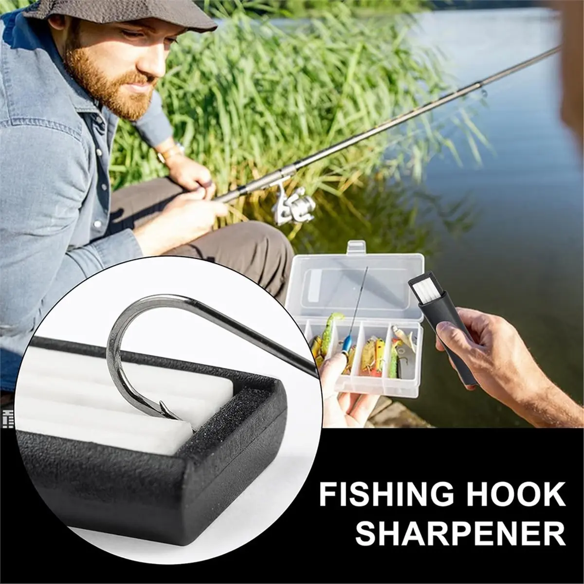 Afiador de anzol de pesca - Ferramenta de cerâmica compacta para maior eficiência do gancho, cabe facilmente na caixa de equipamento
