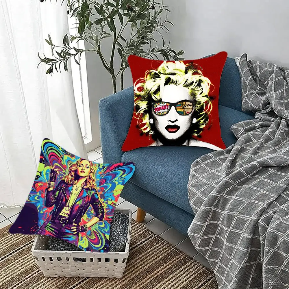 Iconic Pop Singer M-Madonna-T Cushion Cover Fluffy velvet Nordic style plush Living room sofa decorative