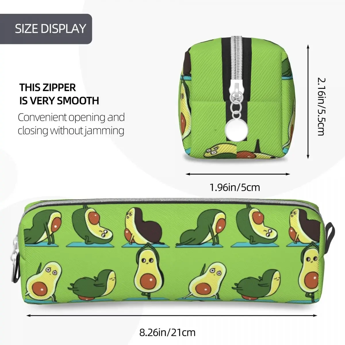 Fun Avocado Yoga Green Pencil Cases Pencilcases Pen Box for Student Large Storage Bag School Supplies Gift Stationery