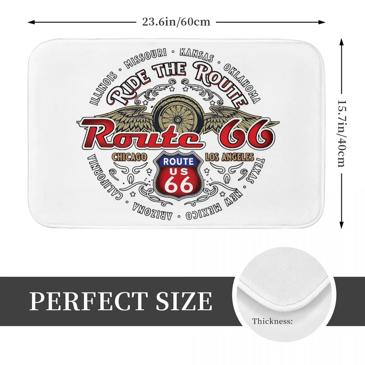 Biker Route 66 Mother Road American Doormat Non-slip Bathroom Floor Mats Home Entrance Rugs Kitchen Bedroom Carpet Footpad