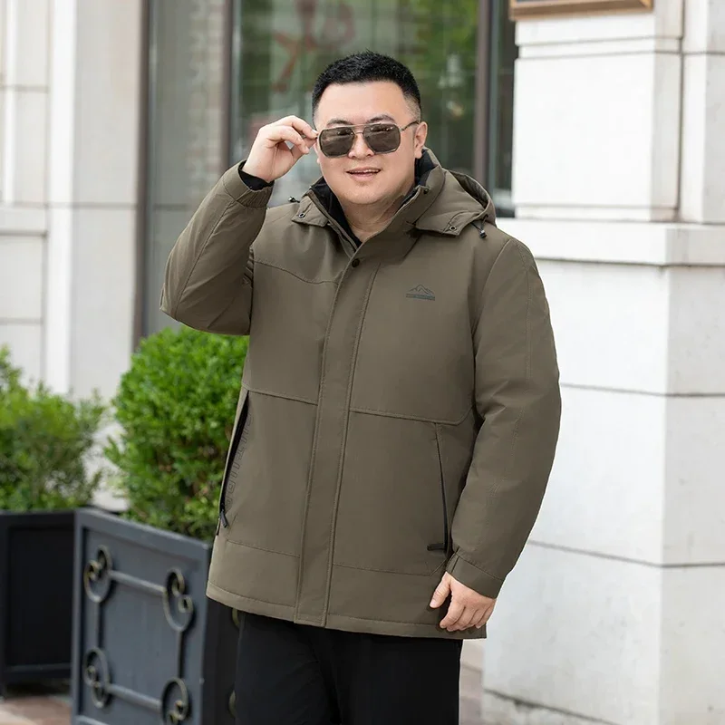 3XL-9XL Plus Size Men's Plus Size Down Jacket 90 Duck Down Detachable Hat Clothes Simple Jack Warm Coat New Product