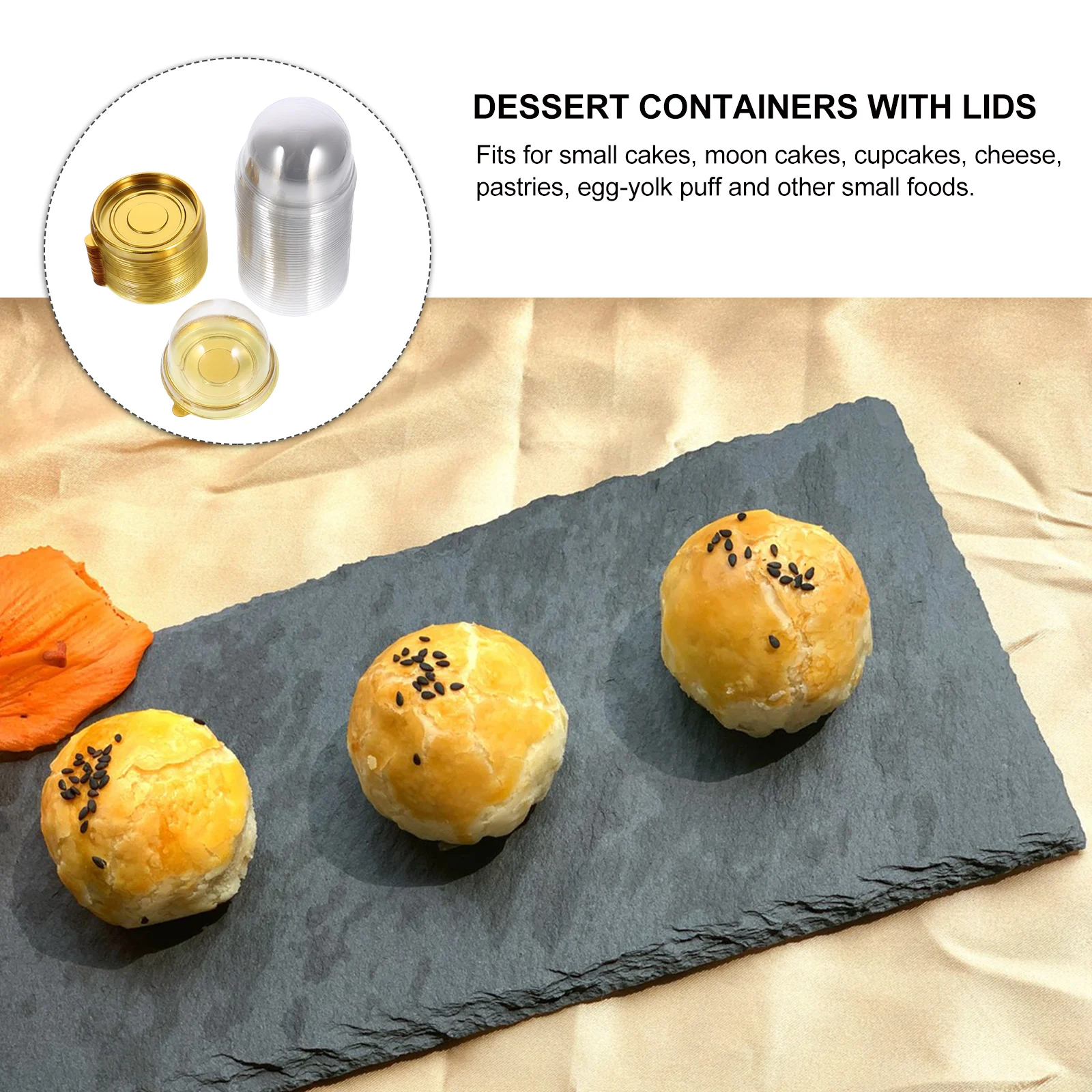 

50 Pcs Moon Cake Egg Yolk Crisp Packaging Box Holders Pp Individual Cupcake Container