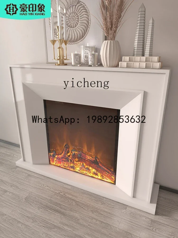 b2 French Retro Solid Wood Simplicity TV Cabinet Fireplace Curio Cabinet Heating Background Stove