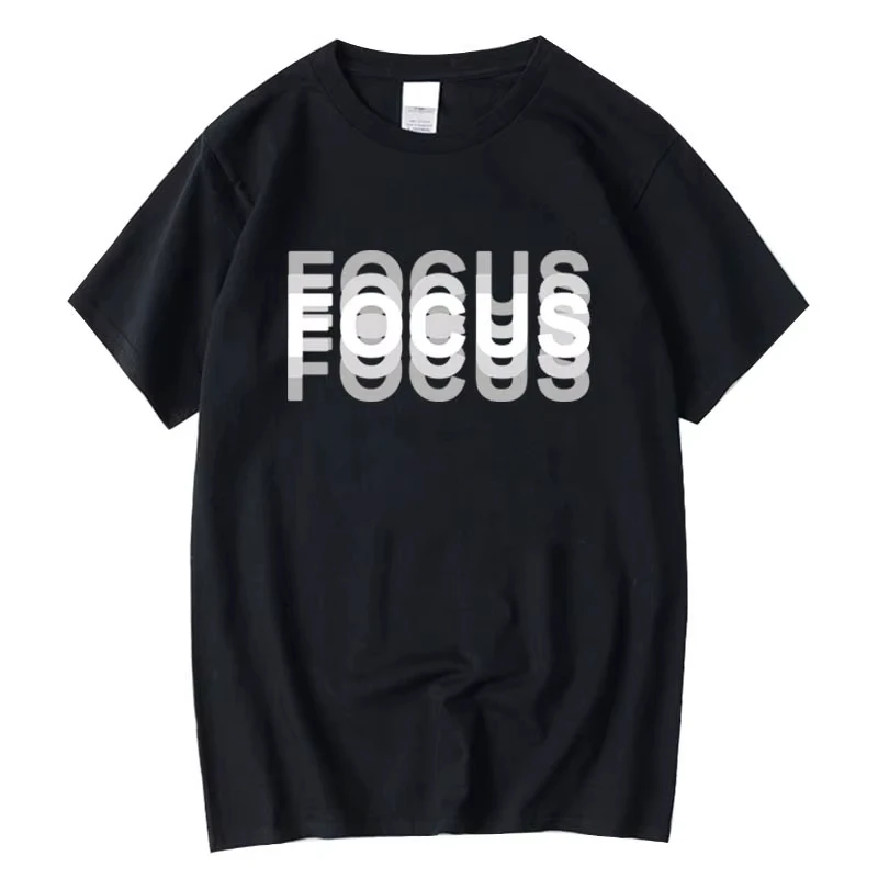 Summer Men's Cotton Blend High Quality Casual Sports Loose Oversized Funny Focus Print Round Neck Short Sleeved T-shirt Tops