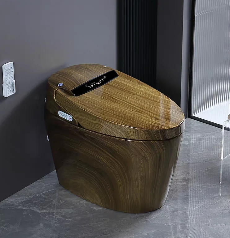 

Умный туалет под дерево, полностью автоматический встроенный сифон, электрический бытовой мгновенная сушка, ударопрочный цветной унитаз