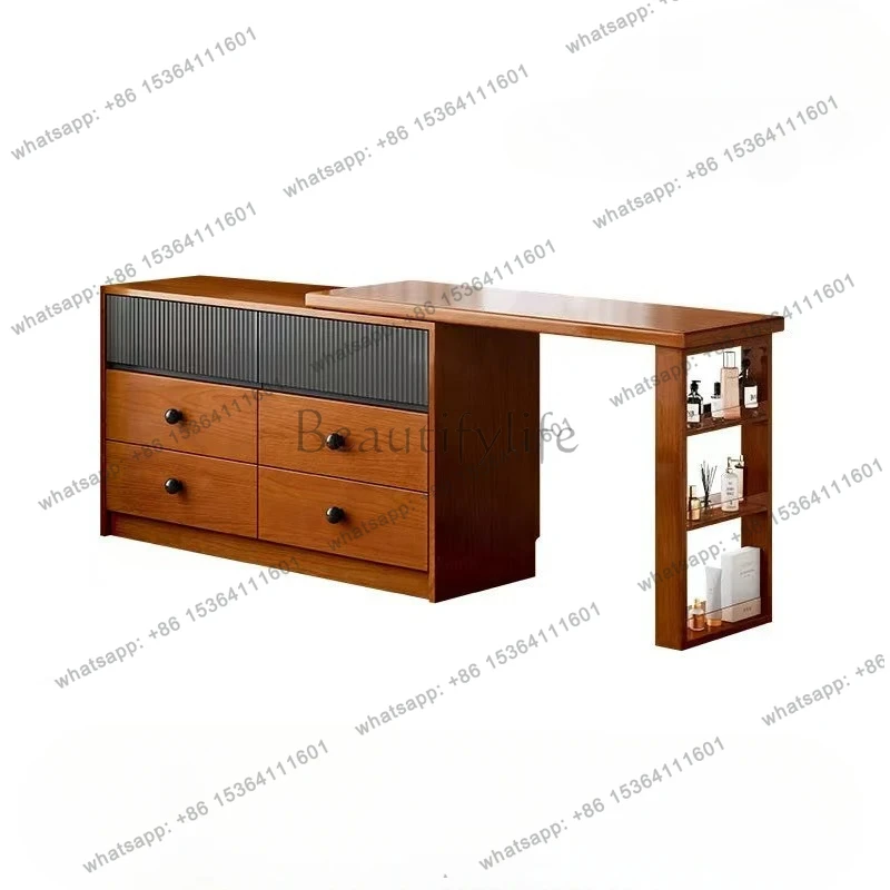 

Medieval solid wood makeup table, chest, dresser, integrated cabinet, bedroom, bedside corner stretch cabinet, retro style