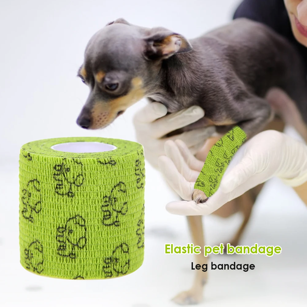 5Pcs Self-adhesive Elastic Bandage for Pet Dog Cat Bandage Leg Cover Protector Strap Medical Bandage Non-woven Cohesive Bandage