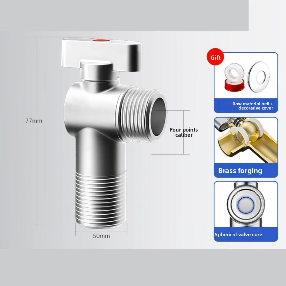 المياه الساخنة والباردة تدفق كبير وقف المياه صمامات النحاس مع مقبض الحمام بالوعة المطبخ صمام التوقف G1/2 "متين