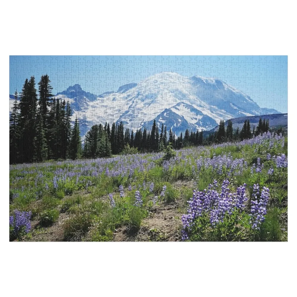 

lupine fields at Rainier Jigsaw Puzzle Wood Adults Personalised Name Personalized Gift Ideas Puzzle