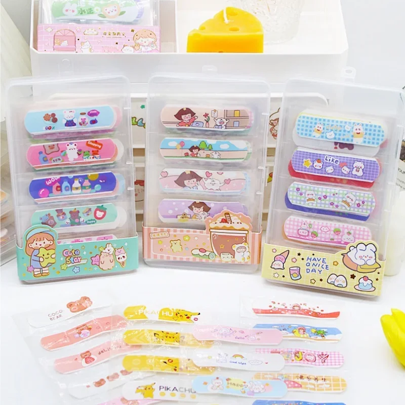 80pcs/box Lovely Cartoon Band Aid Portable Kawaii Strips Wound Plasters for Travel Sports First Aid Patches Bandages