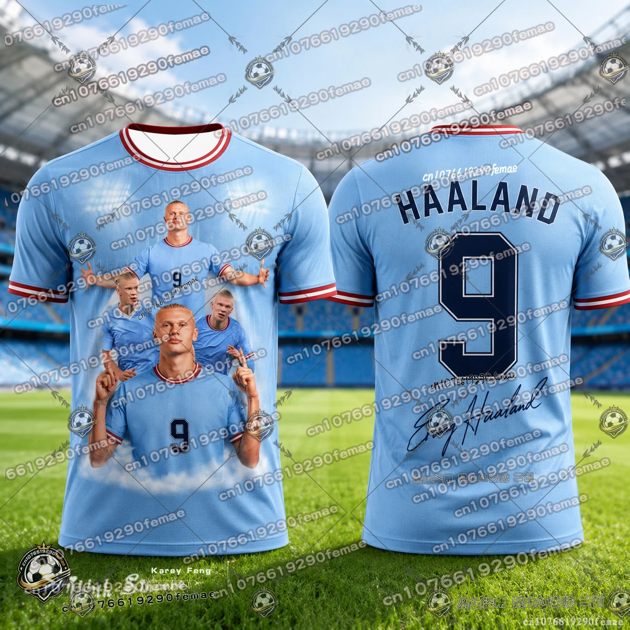 Image of Haaland Fußballstar 3D-gedrucktes Gedenk-Fan-Shirt, Sommer-Trikot für Kinder und Erwachsene, leichtes Fußballtrikot, Trainingssport-T-Shirt