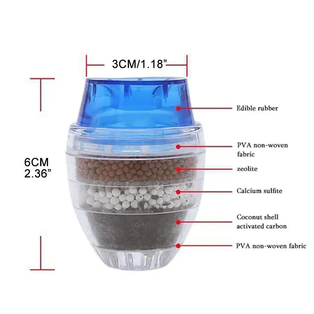 6 Layers Water Filter Tap Purifier Medical Stone Coconut Charcoal Nozzle For Faucet Household  Kitchen Bathroom Mixer Aerator