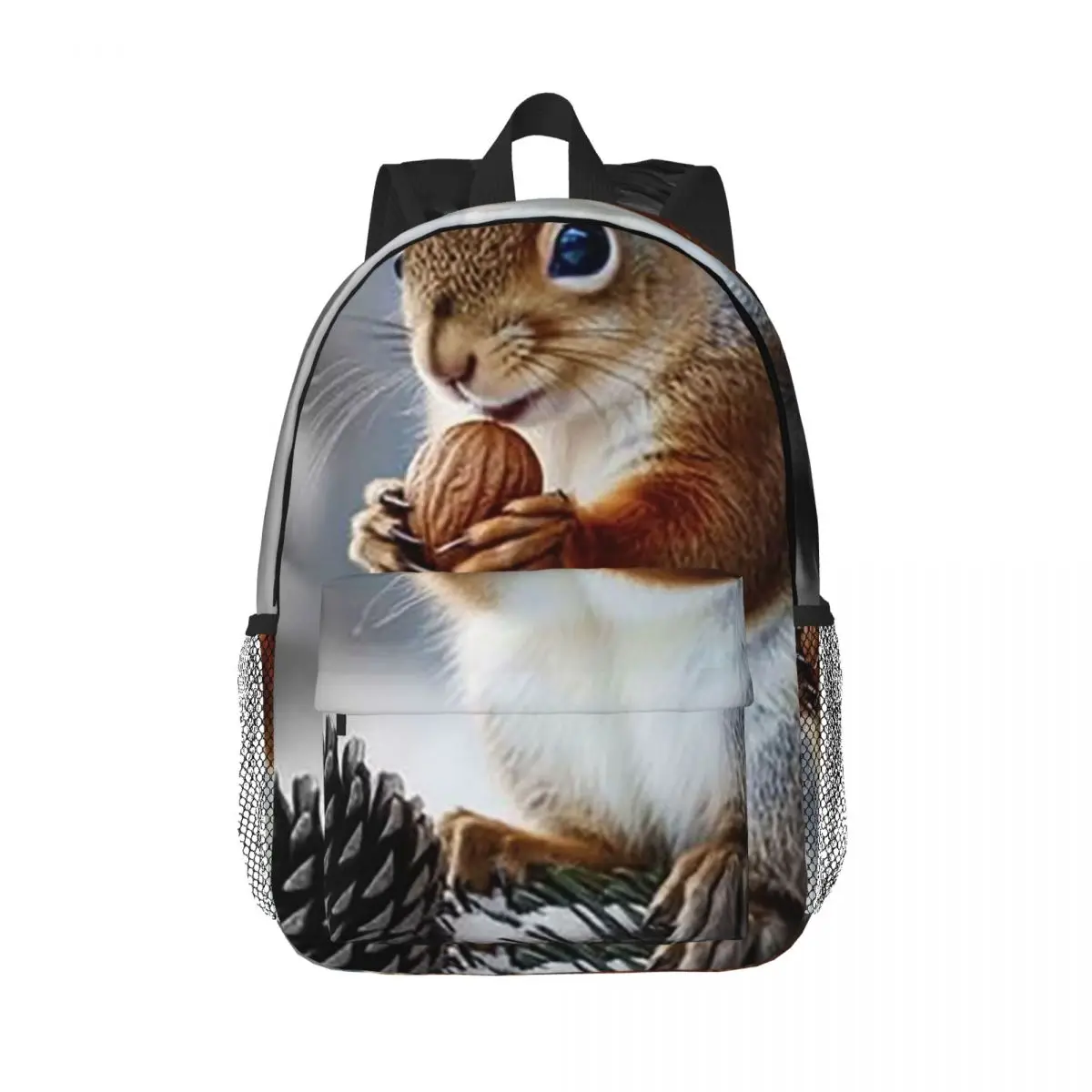 Gray Squirrel Stand On Branch In Snow Backpack Daypack Large Capacity Boys Girls BookBag Shoulder Bags for Unisex Kid School Bag