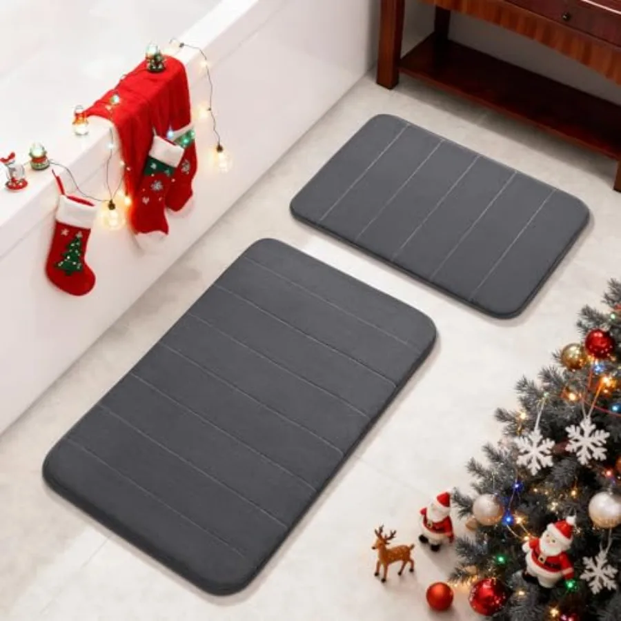 

Yimobra Memory Foam Bathroom Rugs Sets 2 Piece - Super Soft Absorbent Quick Dry Bath Mat Set Machine Washable Non Slip Floor Ca