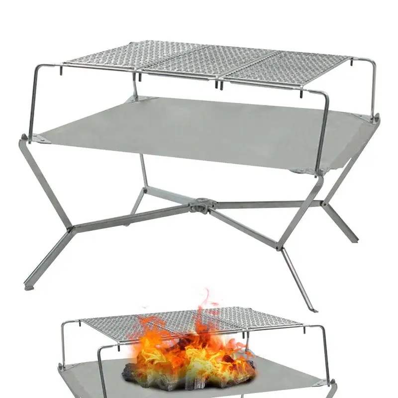 

Stainless Steel Portable Foldable BBQ Grill For Camping Picnics And Fishing Compact And Sturdy Outdoor Cooking Equipment