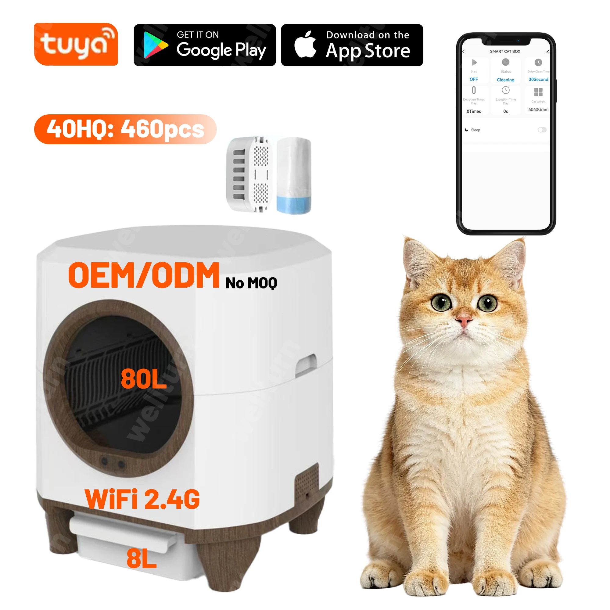 hit product90L Enclosed Automatic Smart Cat Toilet Litter Box with APP Control Self Cleaning Litter Box for Multi Cats
