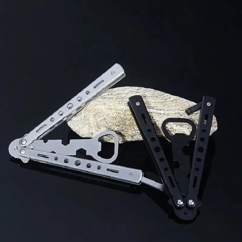 Butterfly Knife Beginner Trainer Transformable Blunt Pocket Trainer Foldable Butterfly Bottle Opener Hand for Game