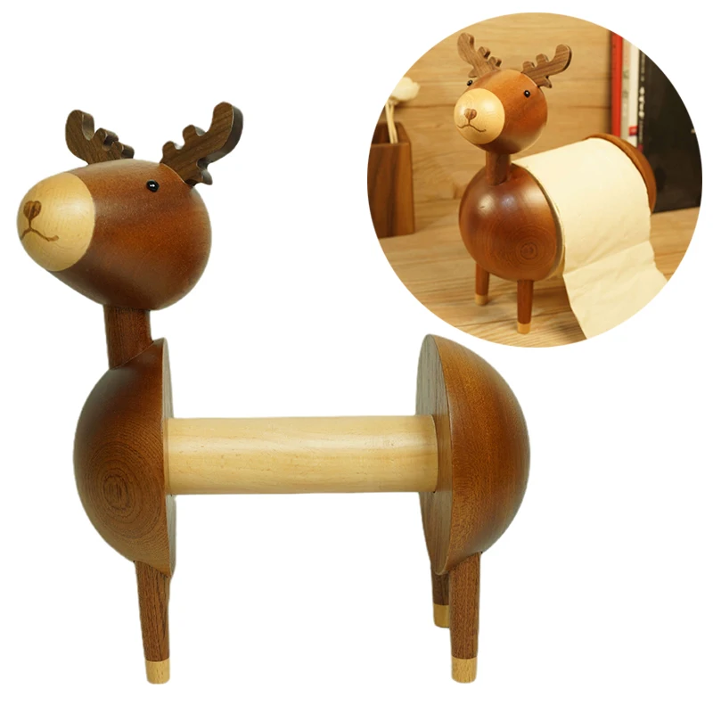 

Animal Paper Towel Holder For Chirstmas Vintage Elk Decorative Tissue Towel Display Stand For Kitchen Toilet Home Accessories