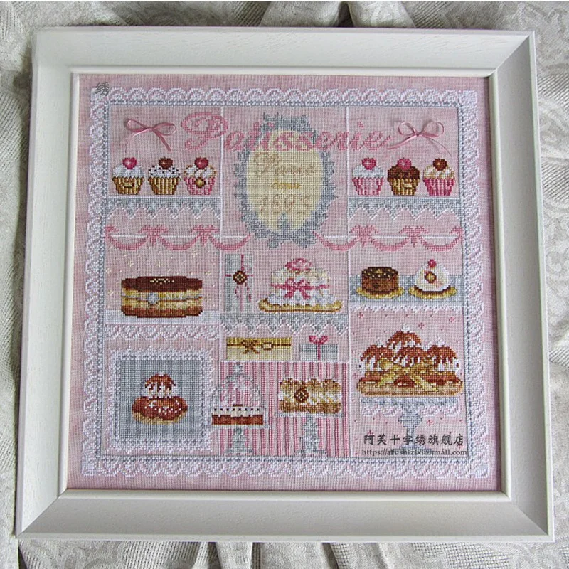 

Apodite DMC Tead Cross Stitch Kit Living Room QT3682 Lady Lfey Series Cake Light Pink Cloth Simple Home Fabric Art