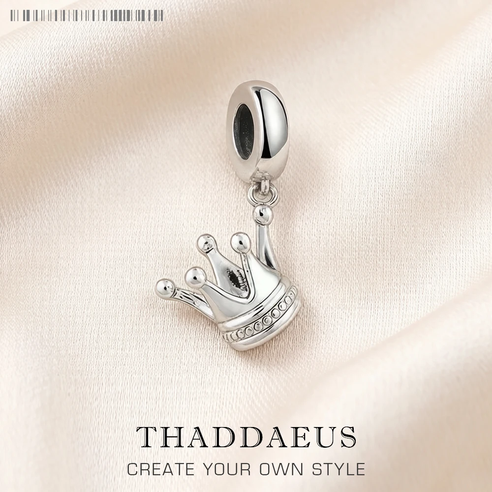 Princesses Crown Dangle Charm Europe Style Fine Jewelry Women Vintage Gift In 925 Sterling Silver