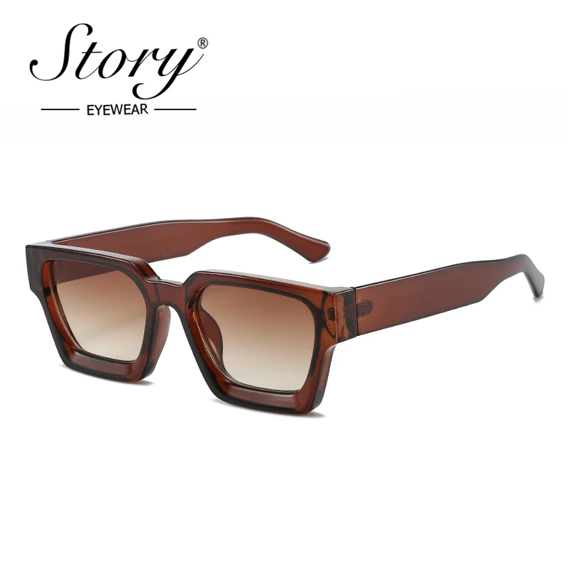 STORY Vintage Tortoiseshell Thick Square Sunglasses Women Men Brand Designer Fashion Chunky Rectangle Sun Glasses Female S19115